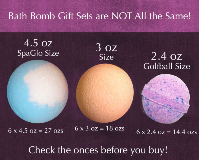 SpaGlo Colorful Bath Bomb Gift Set - 6pc Extra Large 4.5 oz Bath Bombs