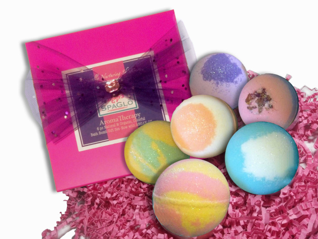 SpaGlo Colorful Bath Bomb Gift Set - 6pc Extra Large 4.5 oz Bath Bombs