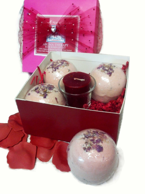 SpaGlo Romantic Rose Bath Bombs Gift Set